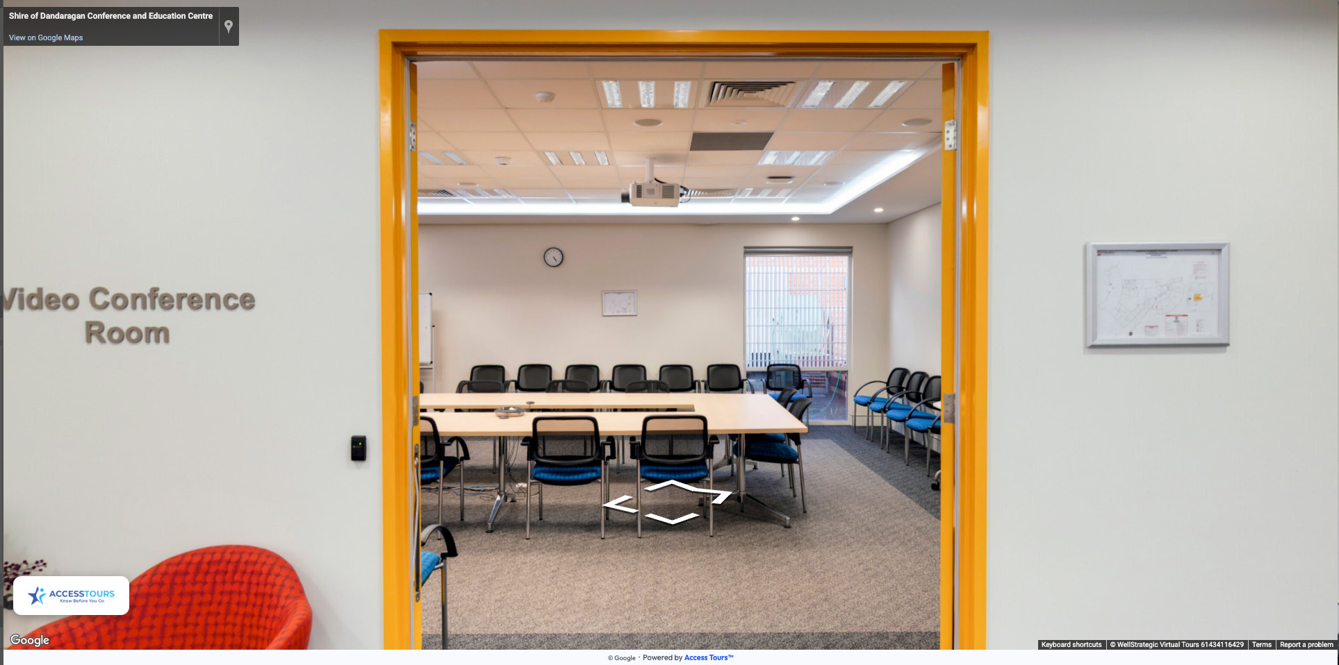 A standard Google Street View tour of a conference room, before Access Tours