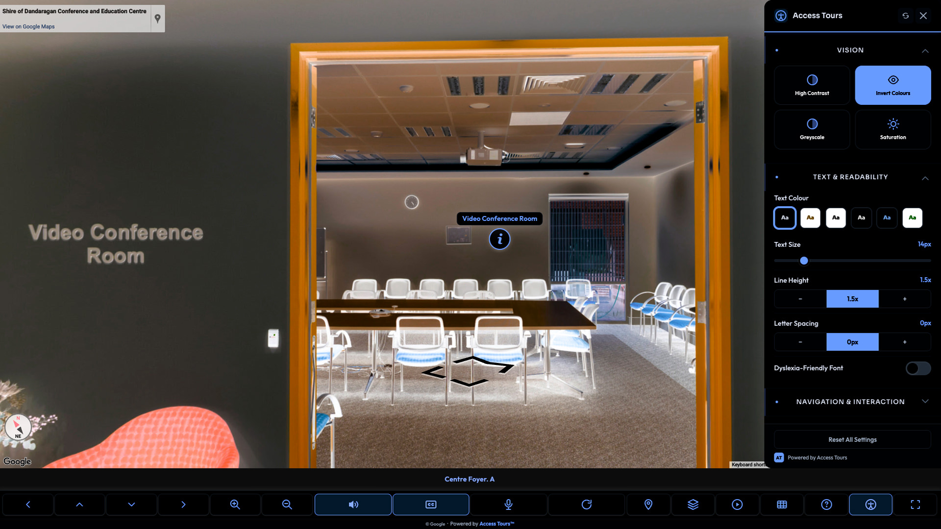 Inverted colour vision mode applied to a tour